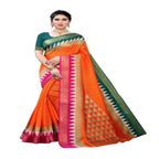 Vamika Orange Linen Jari Border Saree (GUNJAN Orange) | Grab2Buy
