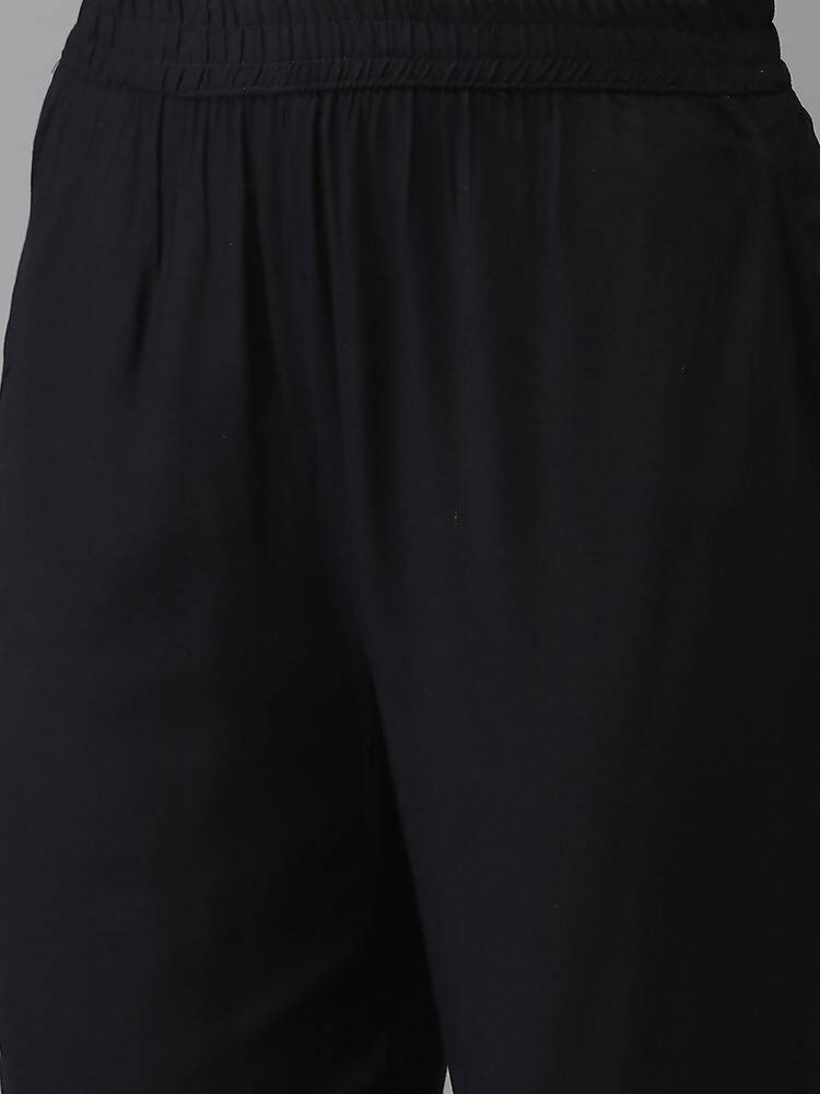Yufta Women Black Solid Kurta with Trousers & With Dupatta | Grab2Buy