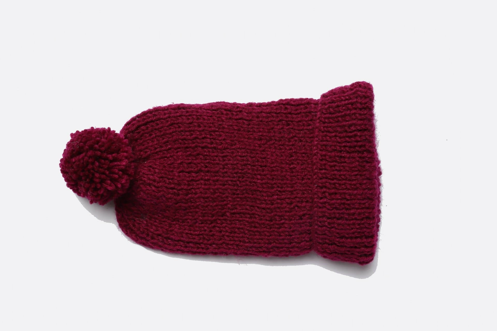 Chutput Kids Woollen Hand Knitted Pom Pom Detailed Cap - Maroon | Grab2Buy