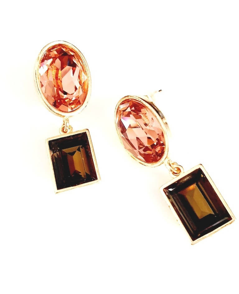 Bling Accessories Swarovski Smoky Quartz Earrings | Grab2Buy