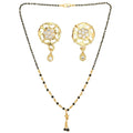 AanyaCentric Gold-Polished Short Mangalsutra Set with Earrings | Grab2Buy