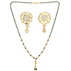 AanyaCentric Gold-Polished Short Mangalsutra Set with Earrings | Grab2Buy