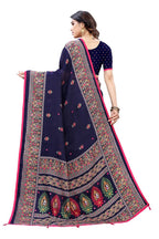 Vamika Blue Jute Silk Mirror Work Saree | Grab2Buy