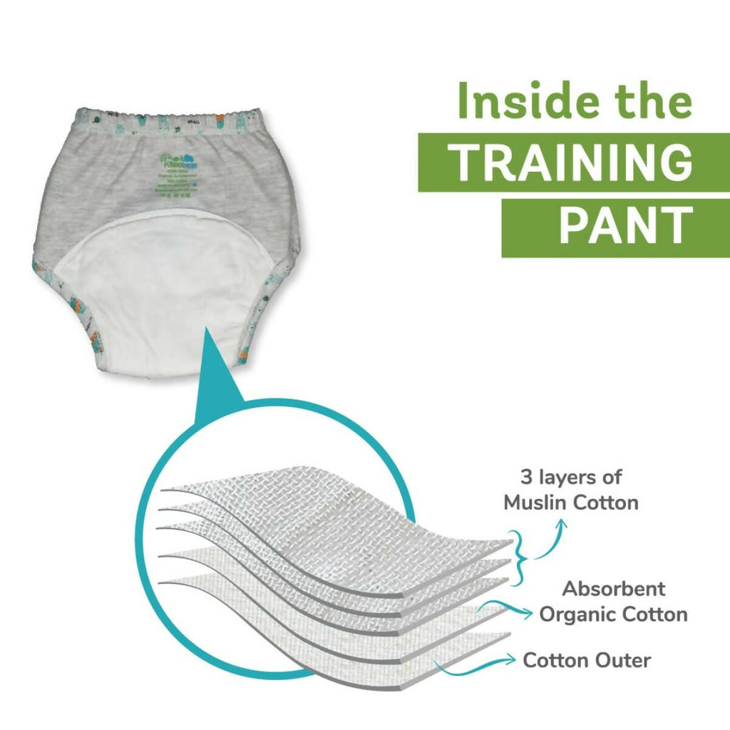 Kindermum Cotton Padded Pull Up Training Pants/Padded Underwear For Kids Peachy Star & Green Car-Set of 2 pcs | Grab2Buy