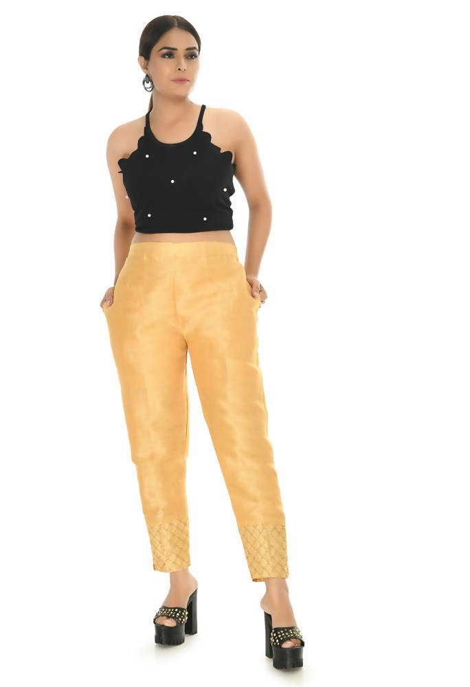 Mominos Fashion Moeza Silk Golden Color Pant | Grab2Buy
