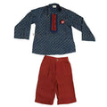 Mhyssa Scar Full Sleeve Blue Kurta With Full Length Maroon Pant Set For Kids | Grab2Buy