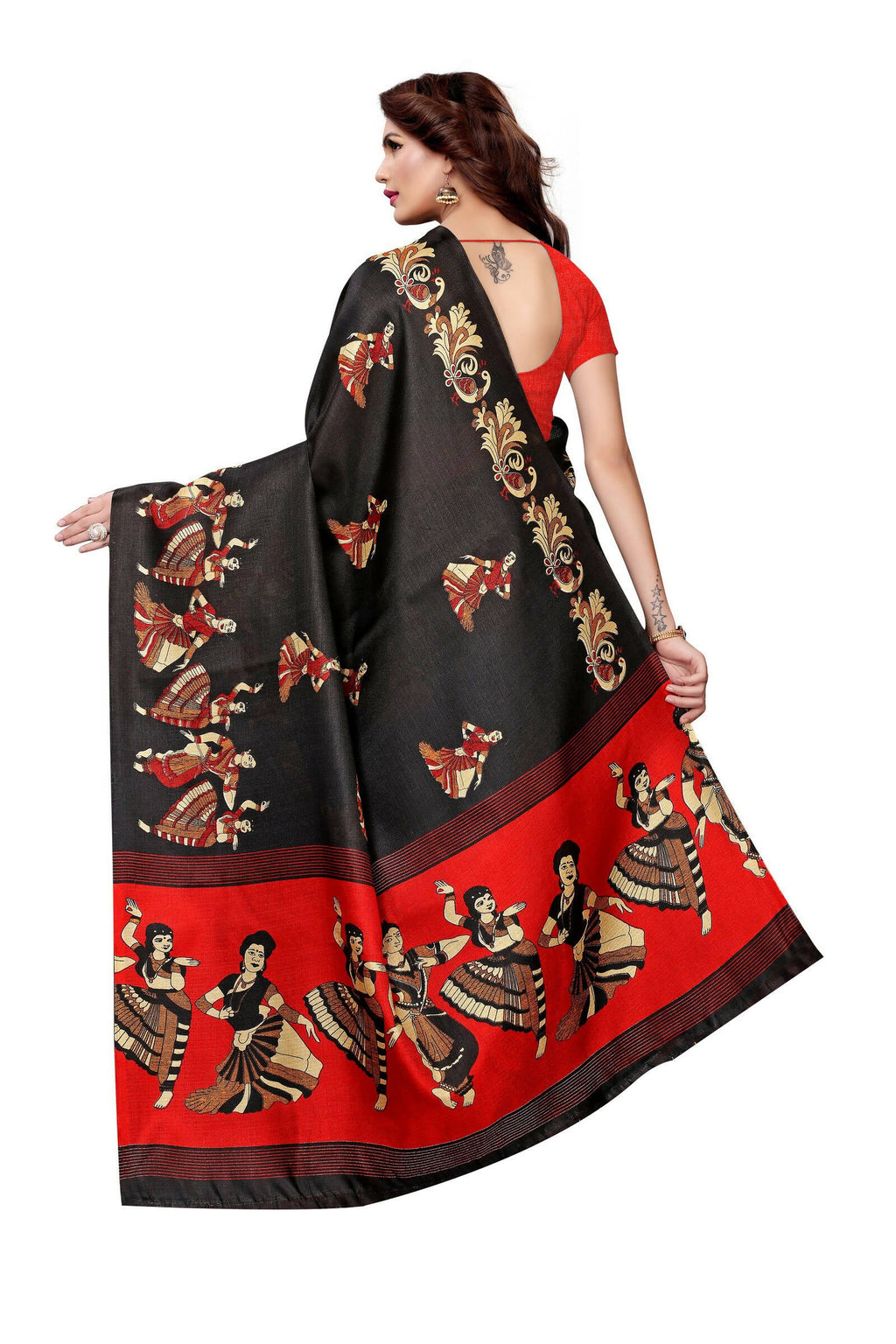 Vamika Black Kalamkari With Jhalar Khadi Latest Silk Saree | Grab2Buy