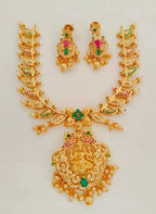 Traditional AD Emeralds Temple Bridal Necklace set | Grab2Buy