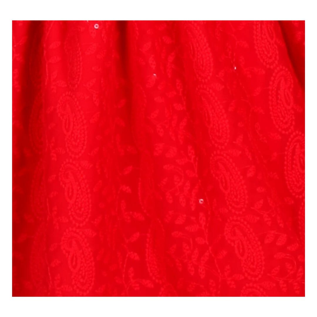 Akarshan viscose Lukhnowi Chikankari Anarkali kurta with Leggings - Red | Grab2Buy