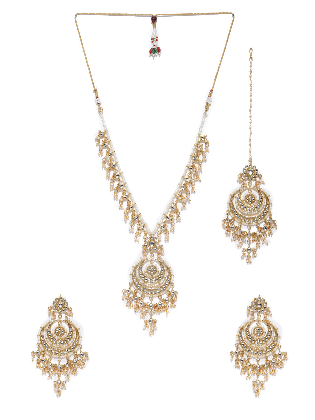 Zaveri Pearls Gold-Toned Kundan & Pearls Studded Rani Haar Jewellery Set | Grab2Buy