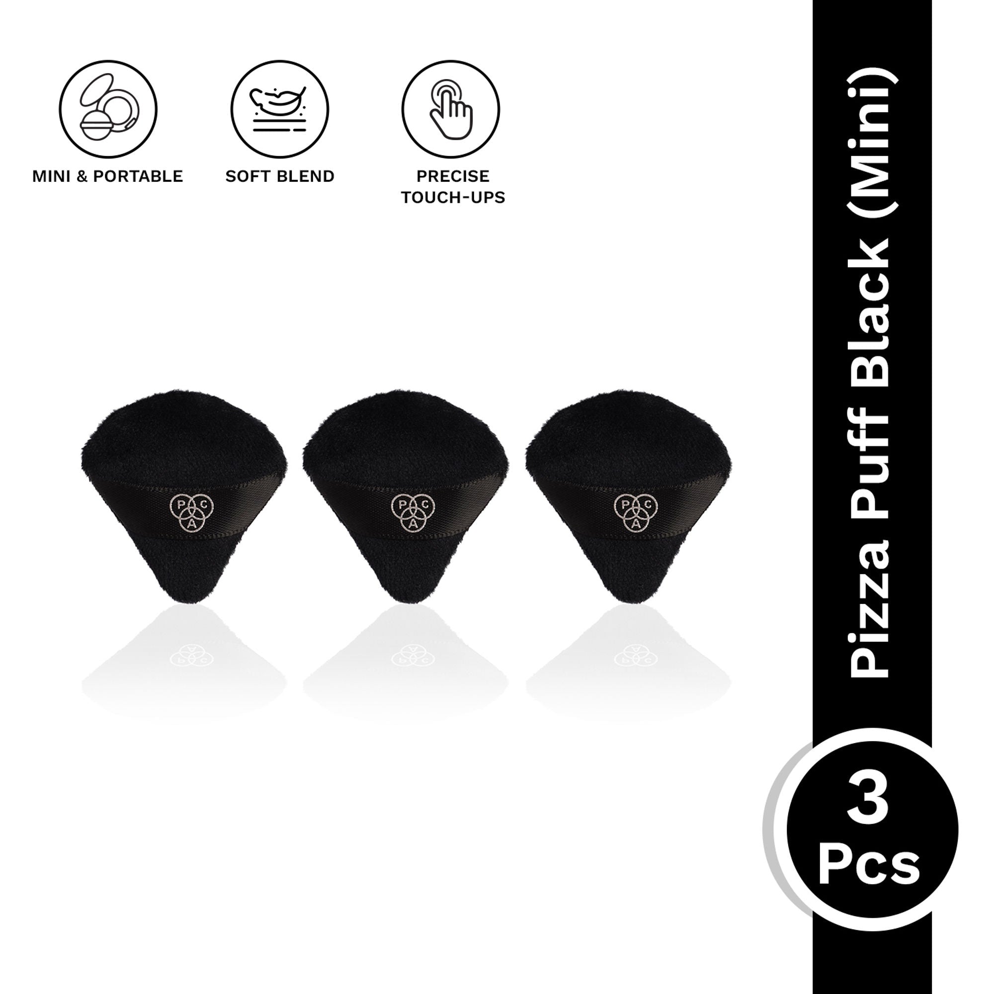 PAC Studio Pizza Puff Black Mini - 99% Soft Natural Cotton, Ideal for Under Eyes & Precise Application