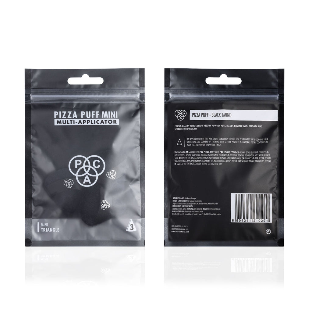 PAC Studio Pizza Puff Black Mini - 99% Soft Natural Cotton, Ideal for Under Eyes & Precise Application