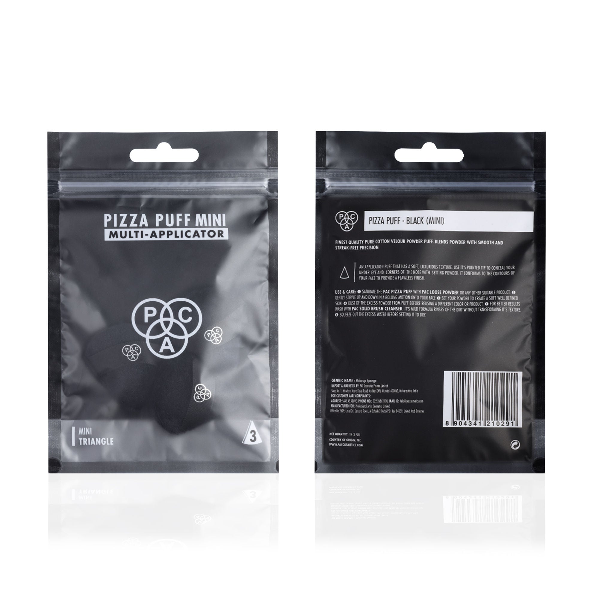 PAC Studio Pizza Puff Black Mini - 99% Soft Natural Cotton, Ideal for Under Eyes & Precise Application