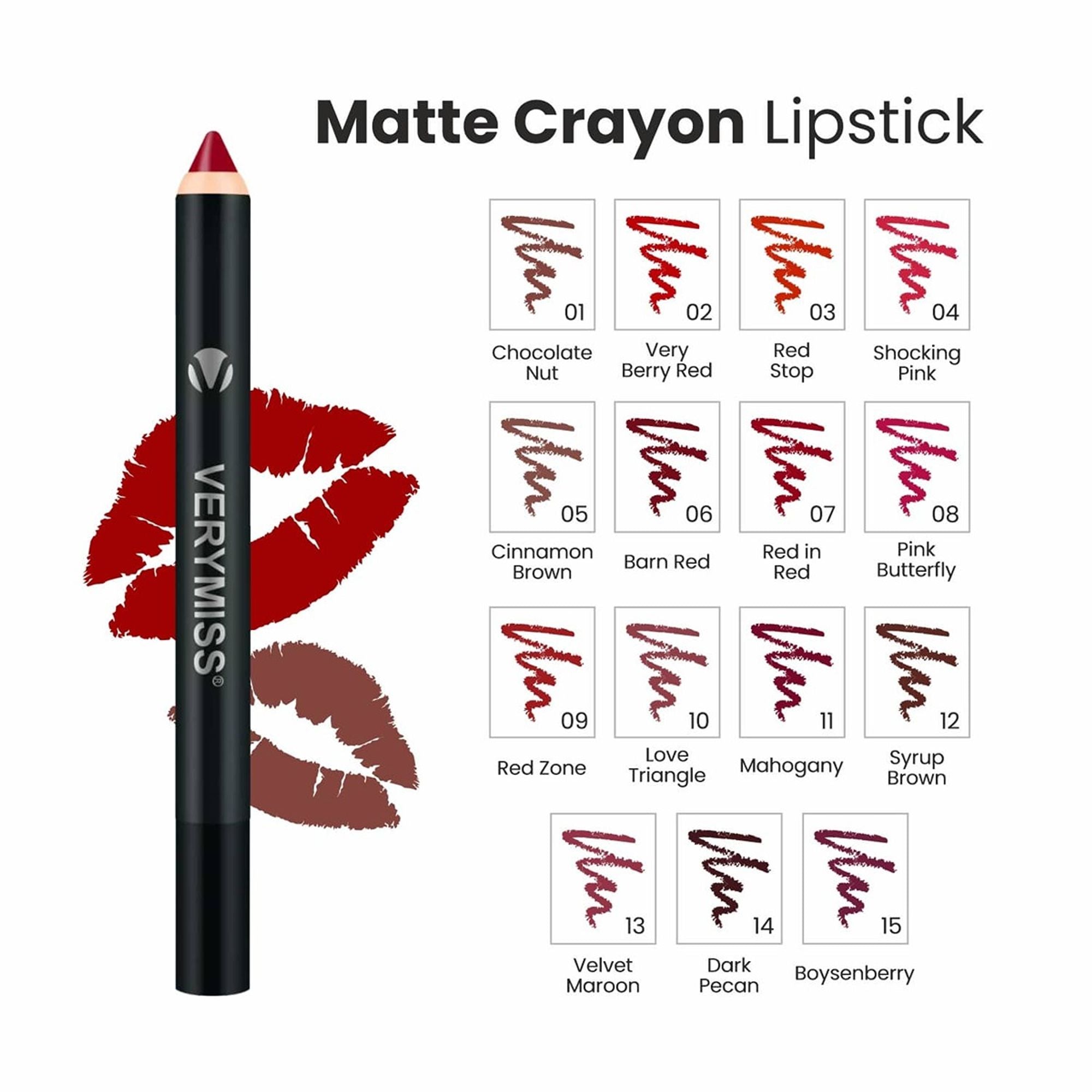 VERYMISS Matte Lip Crayon Lipstick - 12 Syrup Brown | Grab2Buy
