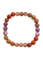 Red Carnelian, Lapis Lazuli, Amethyst and Green Avanturine Multicoloured Cyrstal Beads bracelet - Ruby Raang