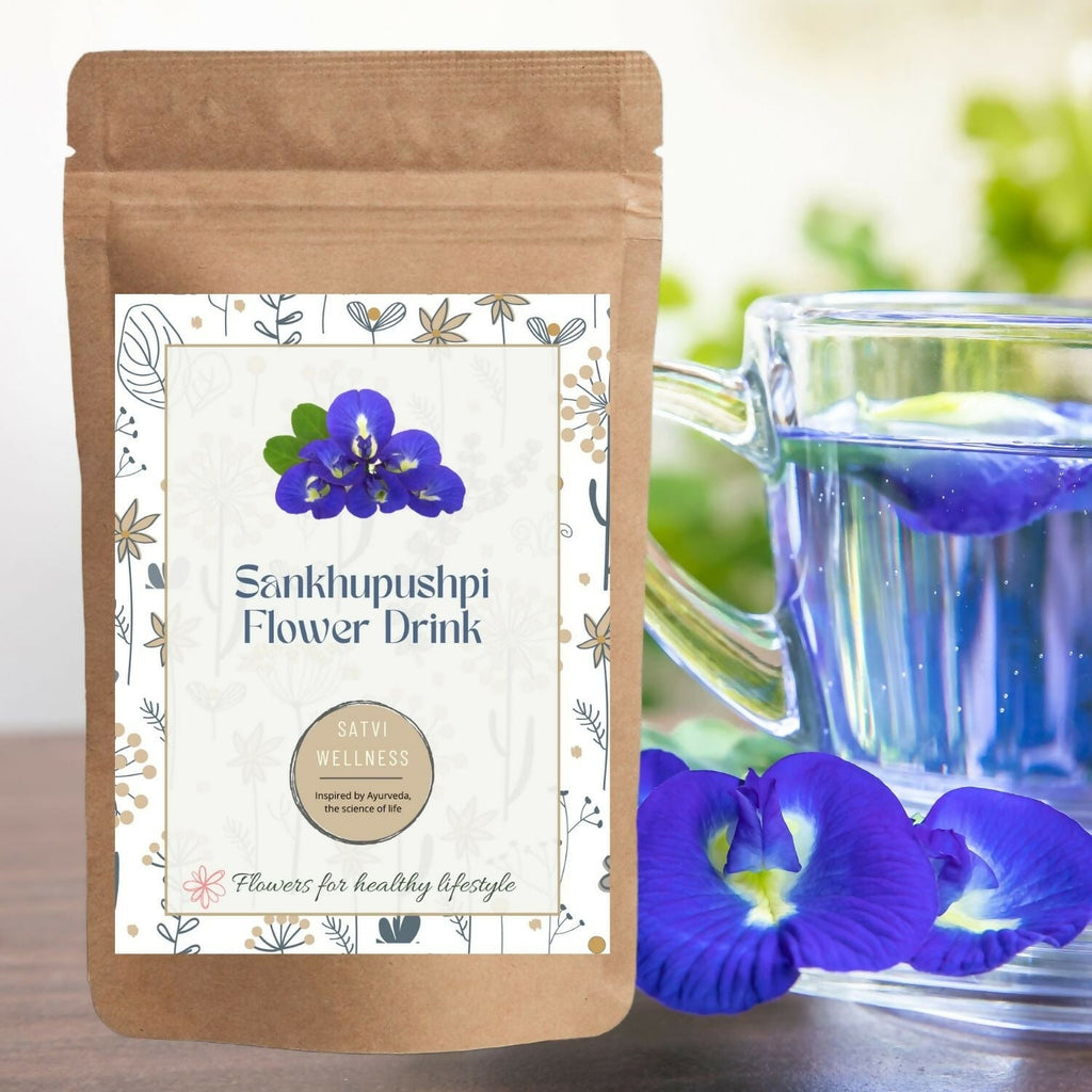 Satvi Wellness Shankhupushpi flower Tea | Blue Butterfly pea tea | Blue tea mix | Grab2Buy