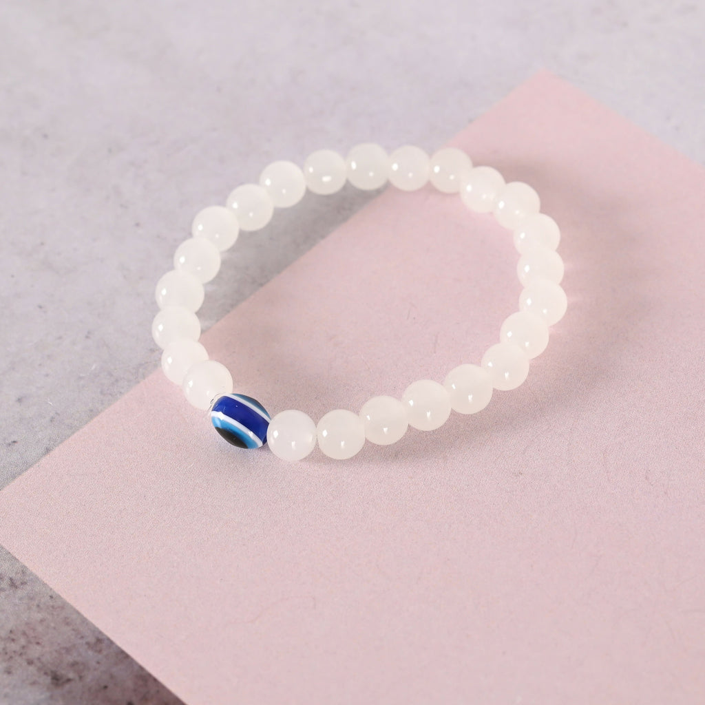 NVR Men & Women Evil Eye Crystal Elasticated Bracelet | Grab2Buy