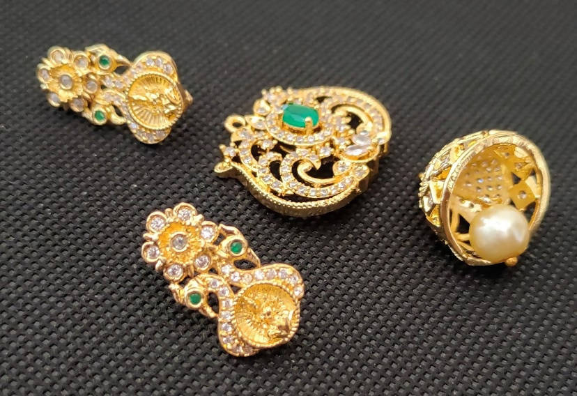 AD Emeralds designer 4 in 1 Traditional Earrings | Grab2Buy