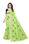 Vamika Chanderi Cotton Embroidery Green Saree (Dixa Green) | Grab2Buy