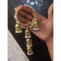 MS Fashion India Gold Color White Pearls Hanging Bangles With Jhumkas | Grab2Buy