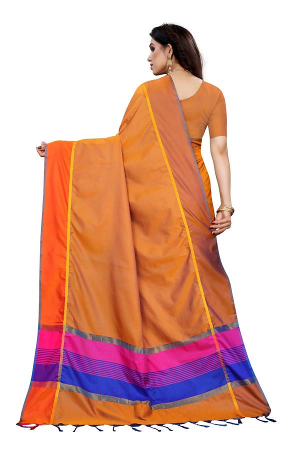 Vamika Orange Cotton Silk Weaving Saree (Binita Orange) | Grab2Buy