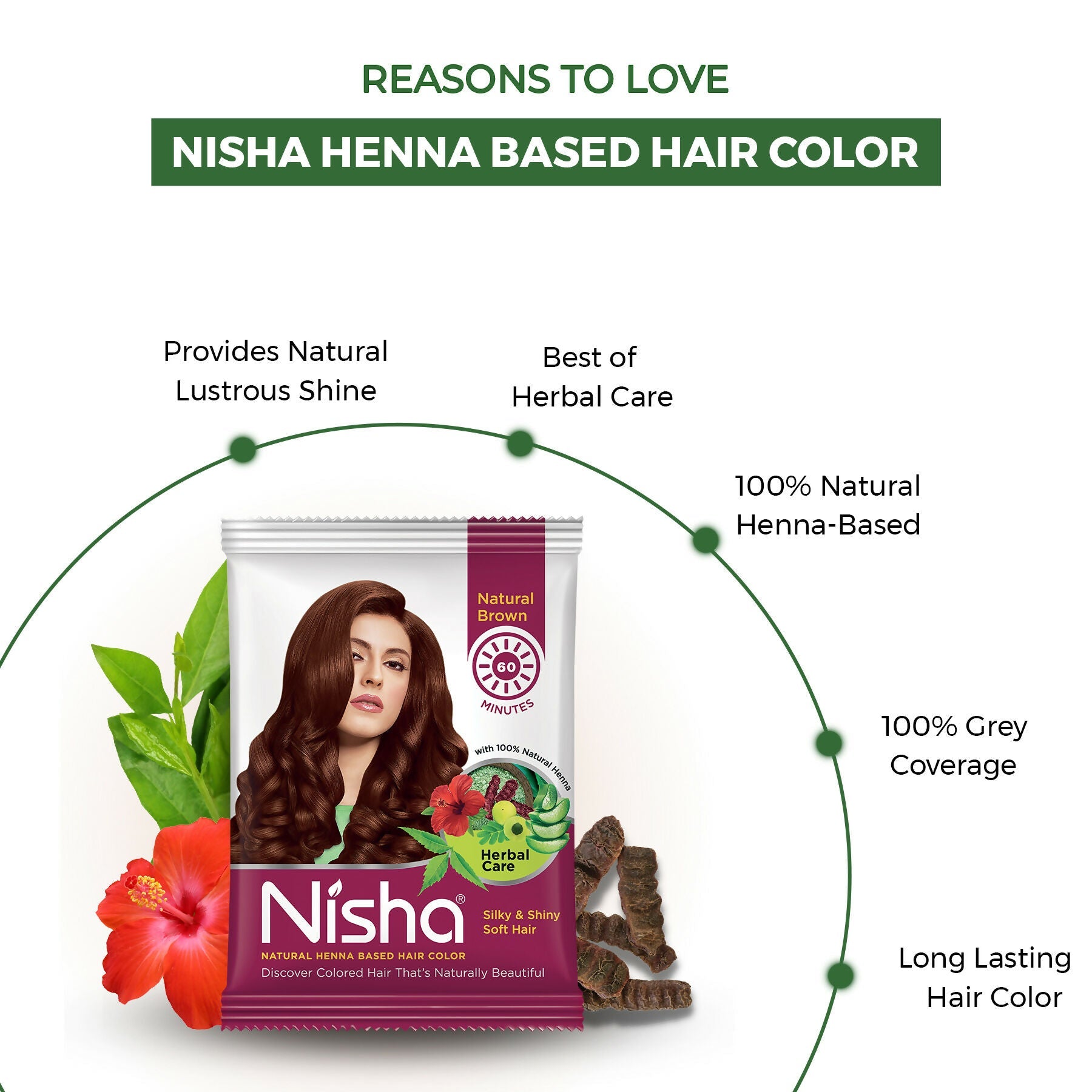 Nisha Henna Based Hair Colour For Women & Men Natural Brown | Grab2Buy