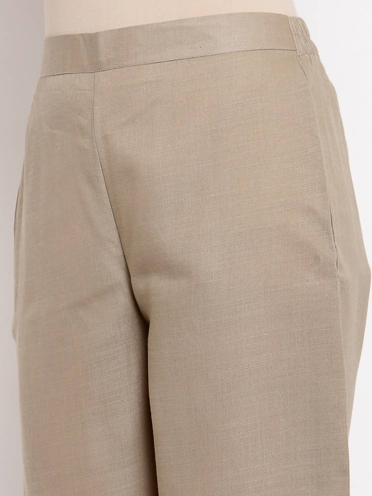 Myshka Women's Trendy Grey Cotton Solid Casual Trouser | Grab2Buy