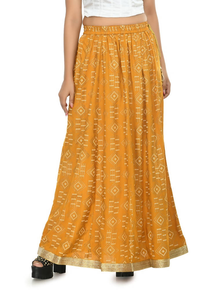 Mominos Fashion Moeza Cotton Mustard Color Printed Lehenga (Lancha) | Grab2Buy