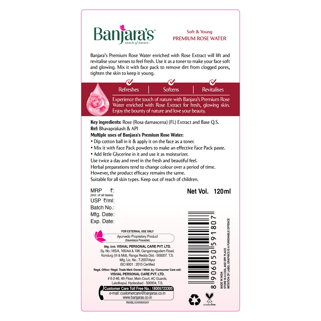 Banjara's Premium Rose Water