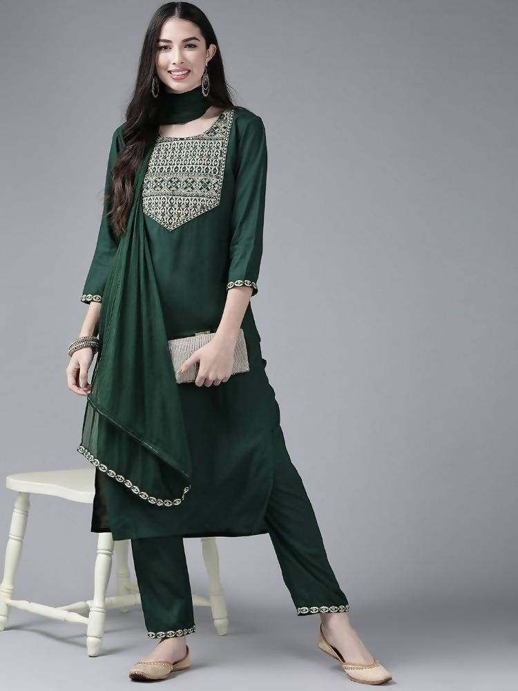 Yufta Women's Rayon Kurti With Pant Dupatta Set | Grab2Buy