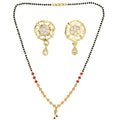 AanyaCentric Gold-Polished Short Mangalsutra Set with Earrings | Grab2Buy
