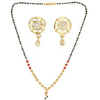 AanyaCentric Gold-Polished Short Mangalsutra Set with Earrings | Grab2Buy
