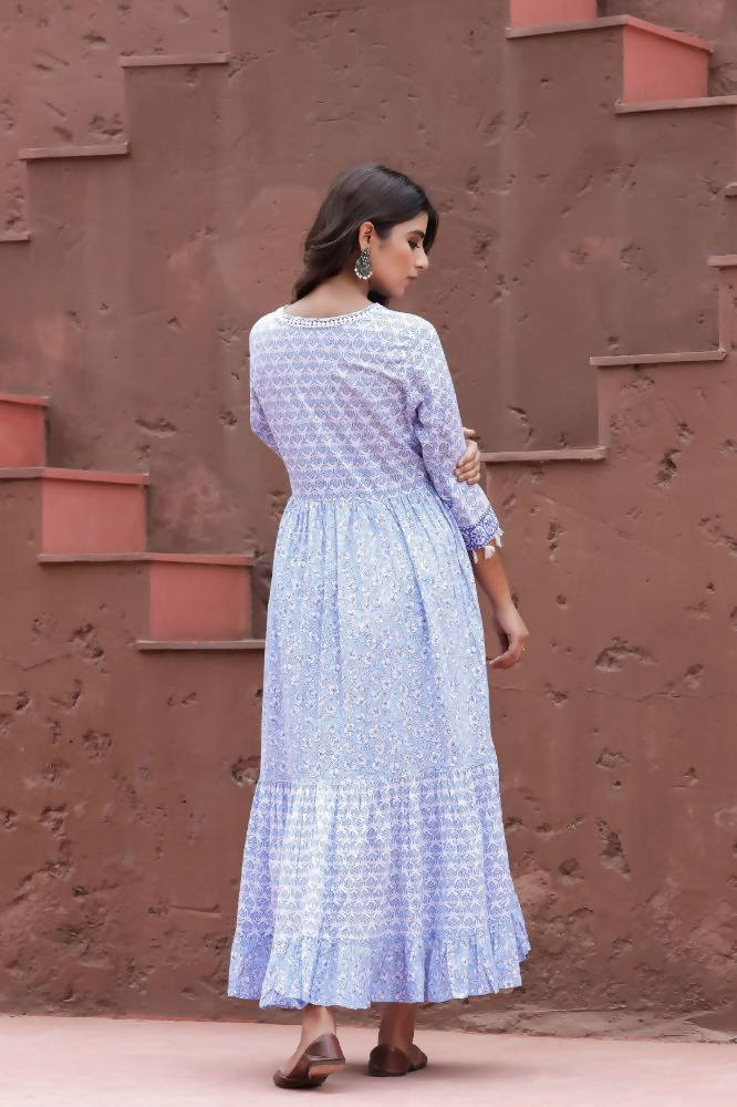 Yufta Blue Printed Dress | Grab2Buy
