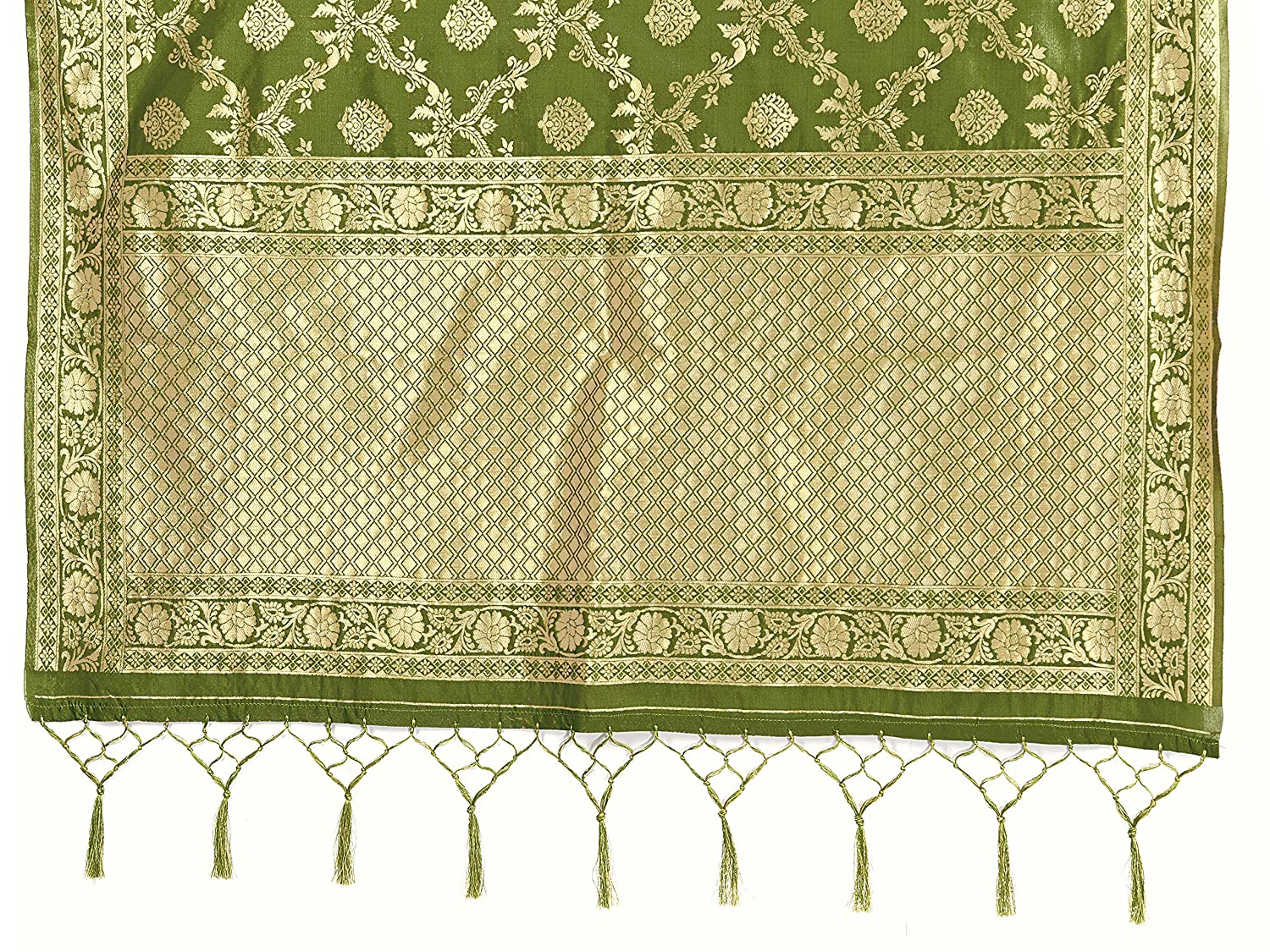 Vardha Women's Olive Green Banarasi Art Silk Saree | Grab2Buy
