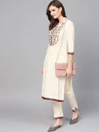 Yufta Women Off-White Printed Kurta with Trouser | Grab2Buy