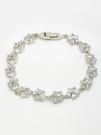NVR Women's Silver-Toned Cubic Zirconia Link Bracelet | Grab2Buy