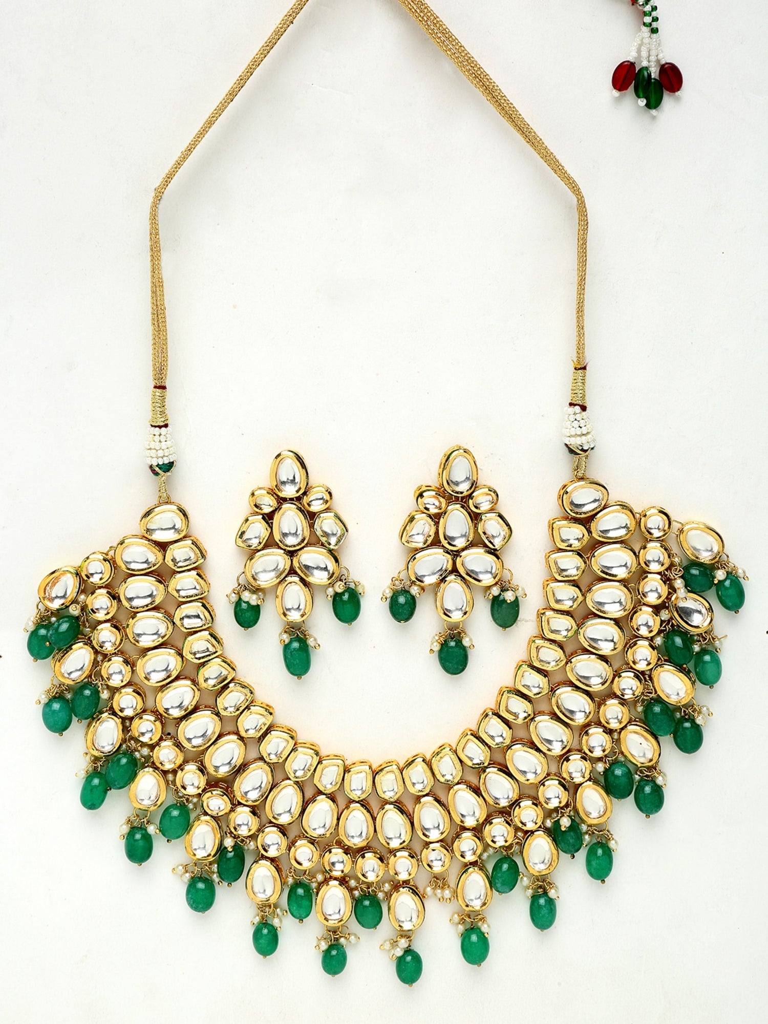 Kundan Neckpiece With Earrings - Ruby Raang | Grab2Buy
