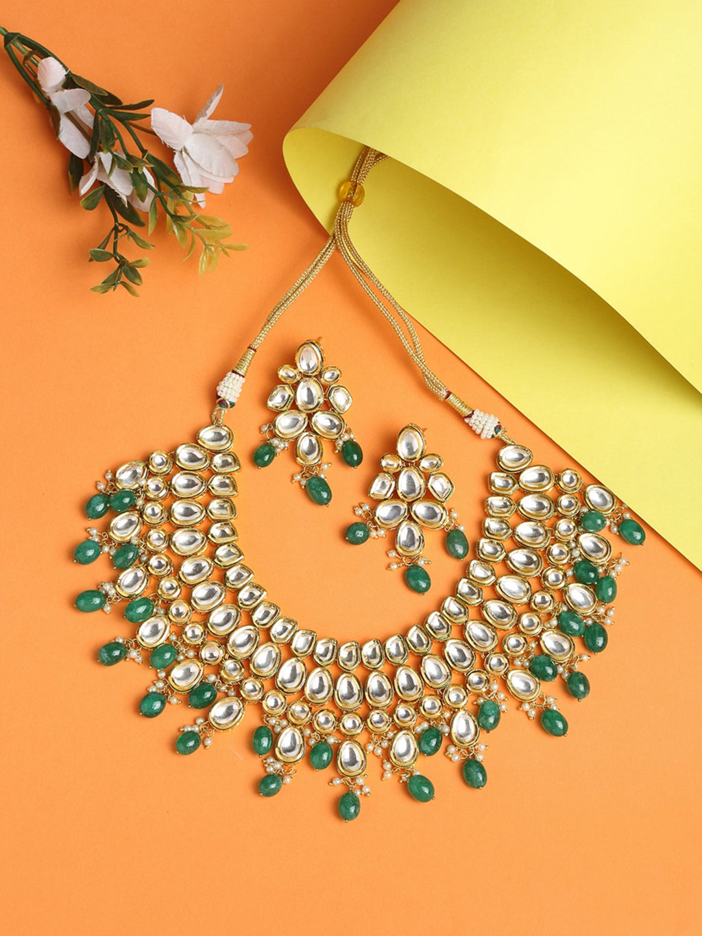 Kundan Neckpiece With Earrings - Ruby Raang | Grab2Buy