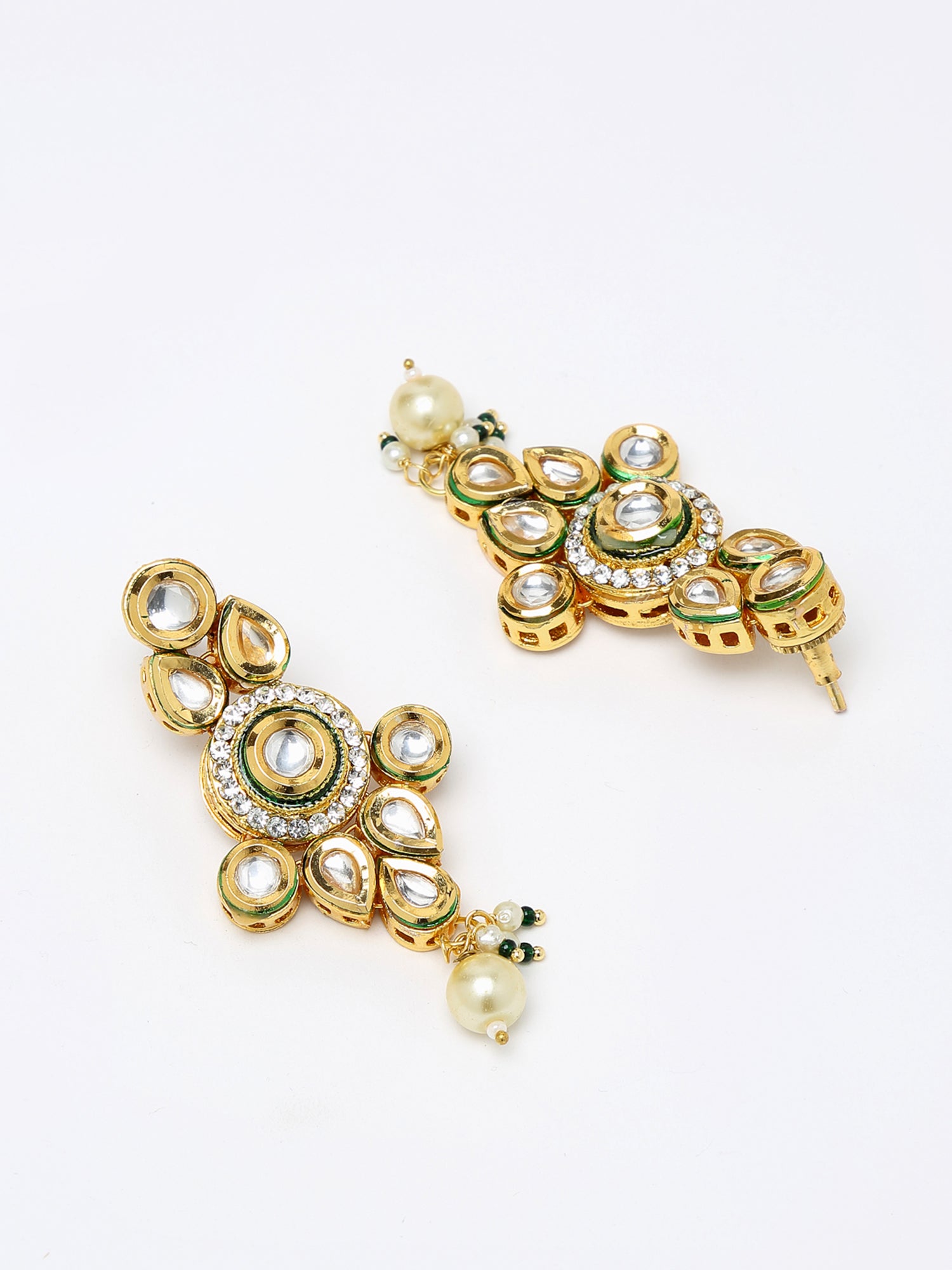 Gold-Polished Maroon Kundan Studded Beaded Jewellery Set - Ruby Raang | Grab2Buy