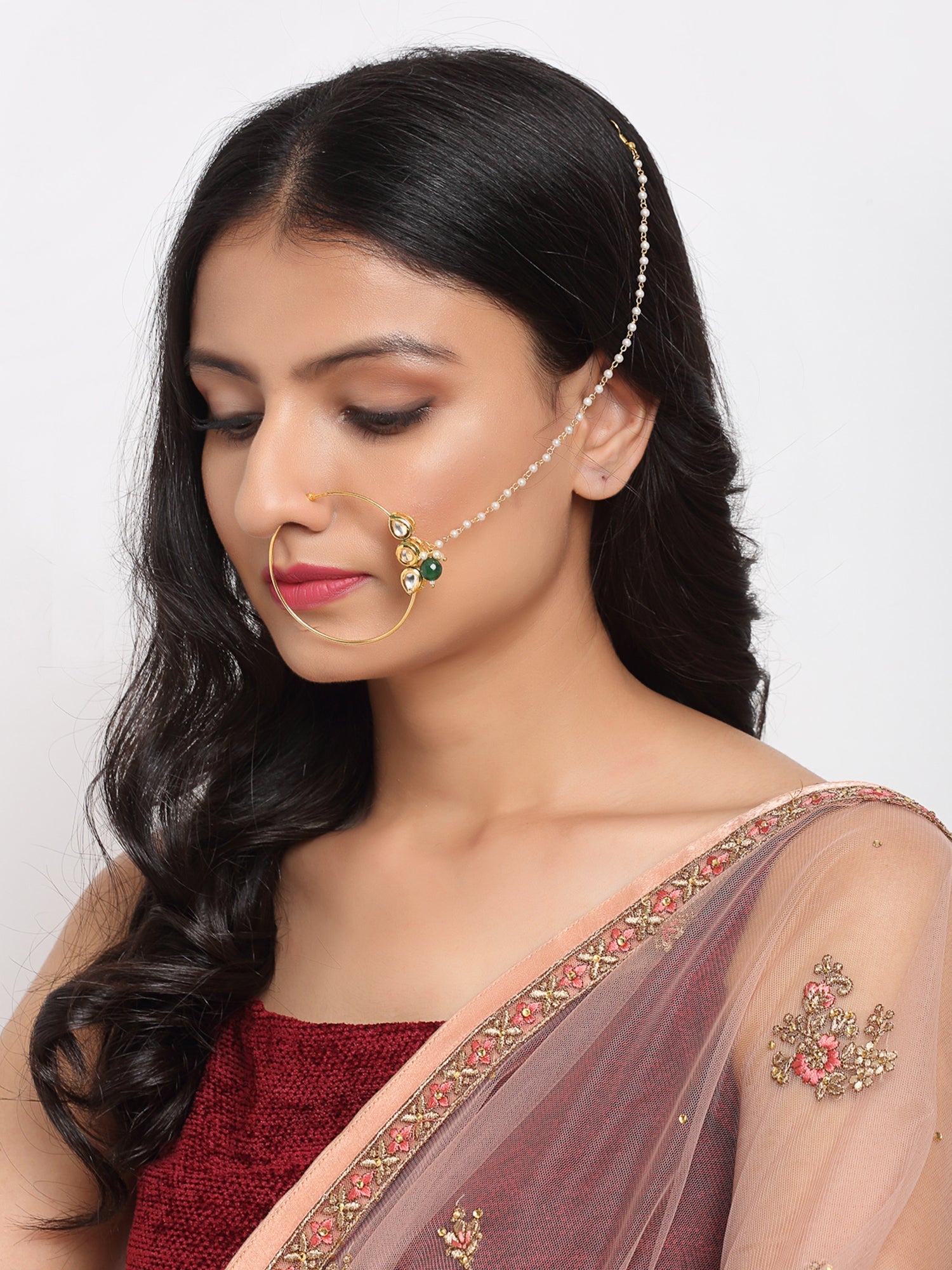 Kundan Nose Ring - Ruby Raang | Grab2Buy