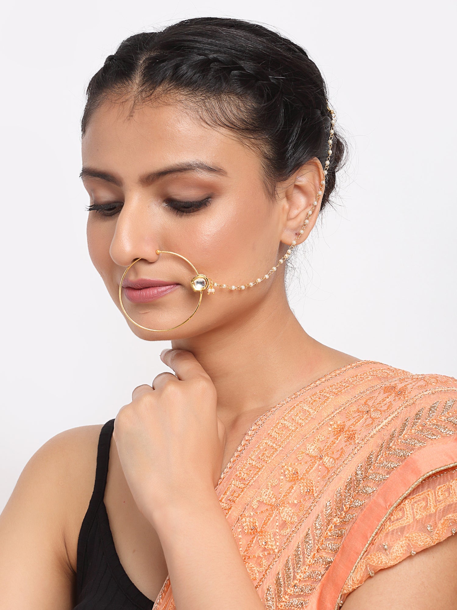 Kundan Nose Ring - Ruby Raang | Grab2Buy