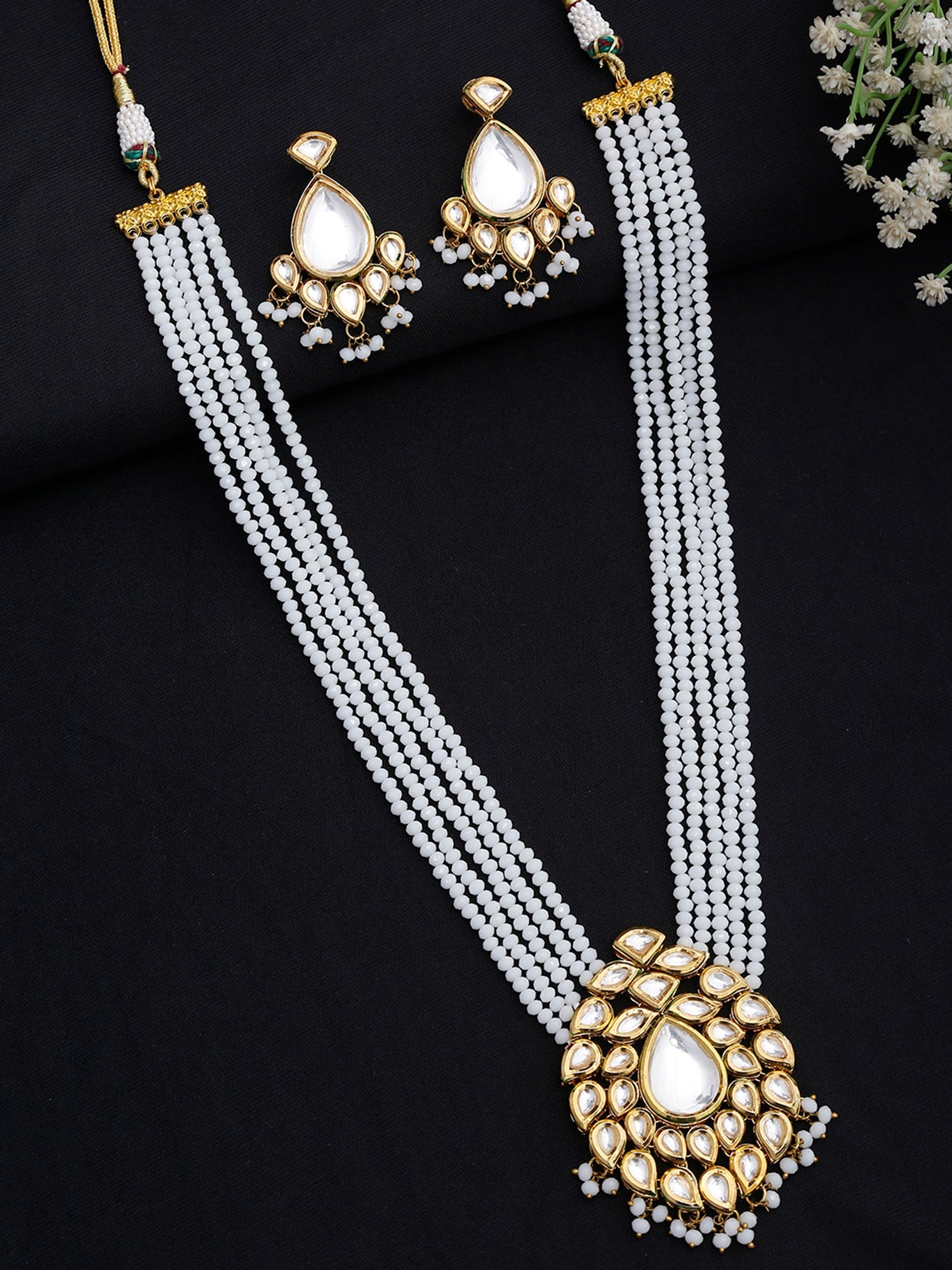 Kundan Neckpiece With Earrings - Ruby Raang | Grab2Buy