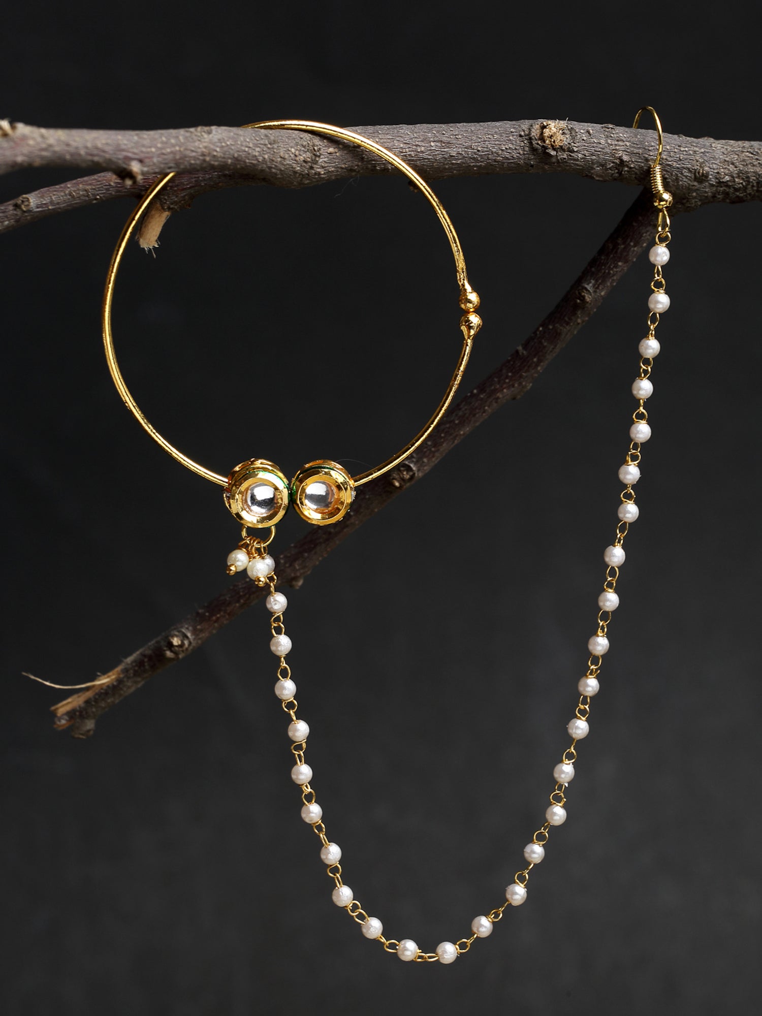 Double Kundan Nose Ring - Ruby Raang | Grab2Buy
