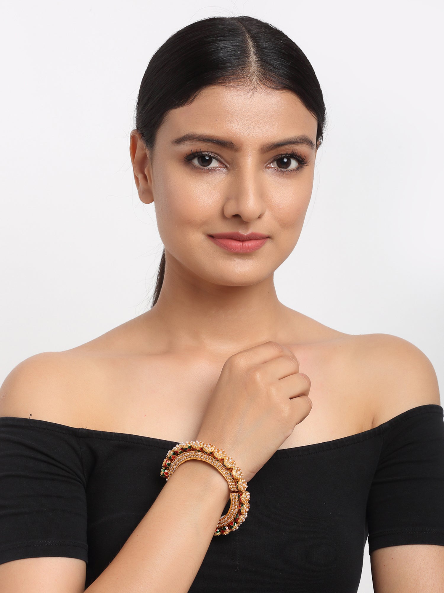 Pearl Embellished Bangle - Ruby Raang | Grab2Buy