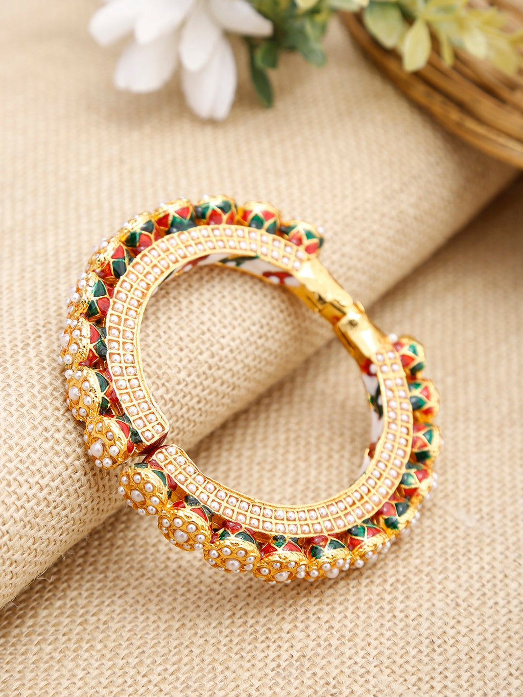 Pearl Embellished Bangle - Ruby Raang | Grab2Buy
