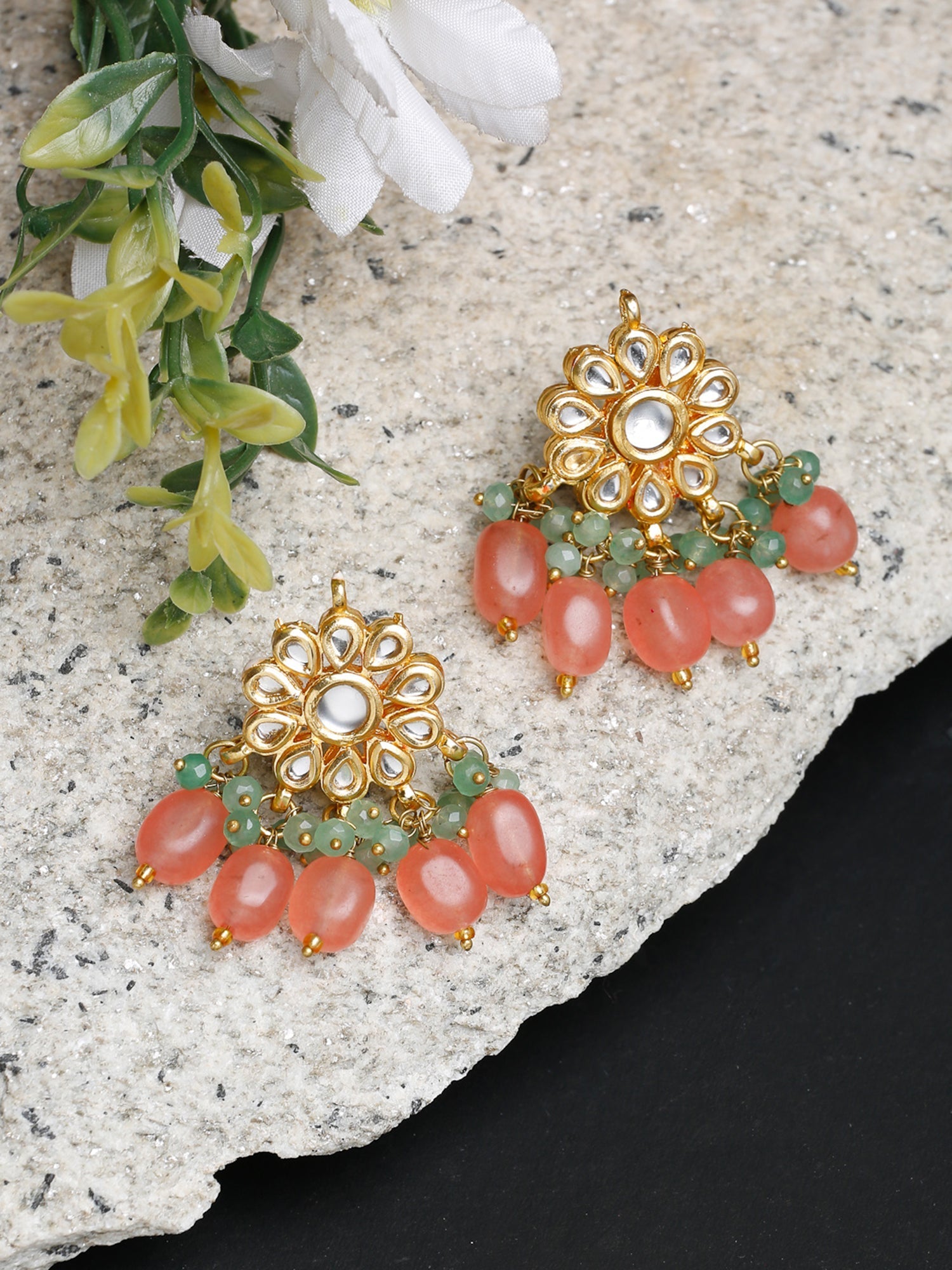 Stone Kundan Earrings - Ruby Raang | Grab2Buy