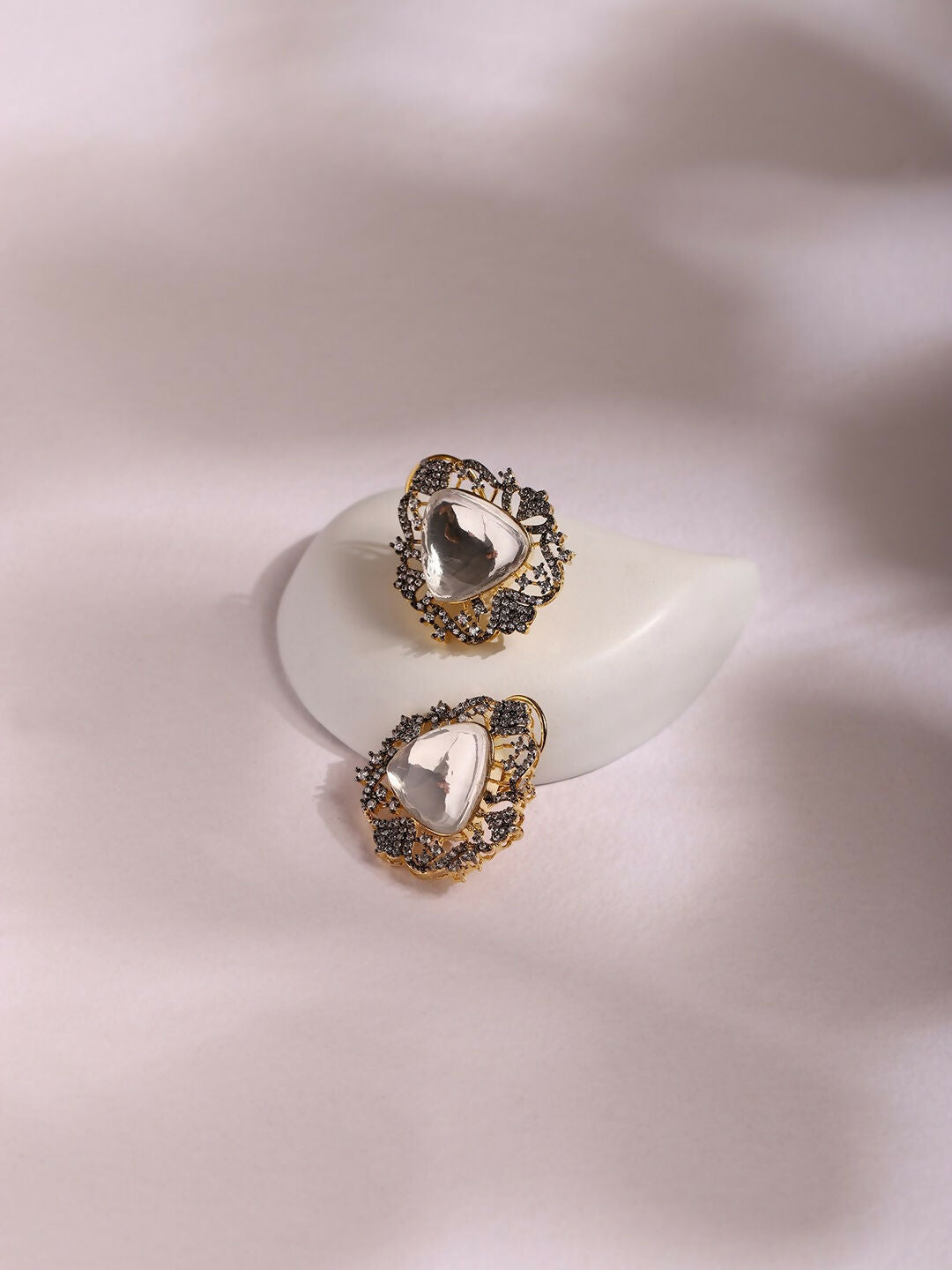 Oversized Kundan & Diamond Stone Earrings- Ruby Raang | Grab2Buy
