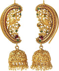 Jewel City Exquisite Gold-Plated Peacock Jhumka Earrings with Ruby and Emerald Accents | Grab2Buy