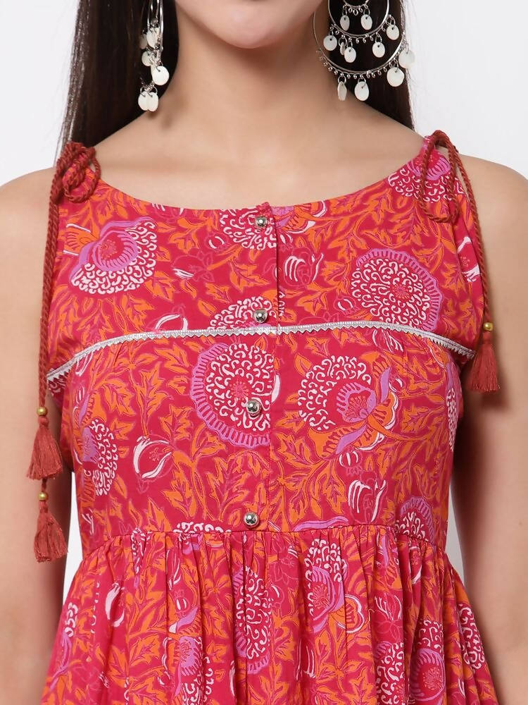 Myshka Cotton Printed Sleeveless Round Neck Casual Women's Dress | Grab2Buy