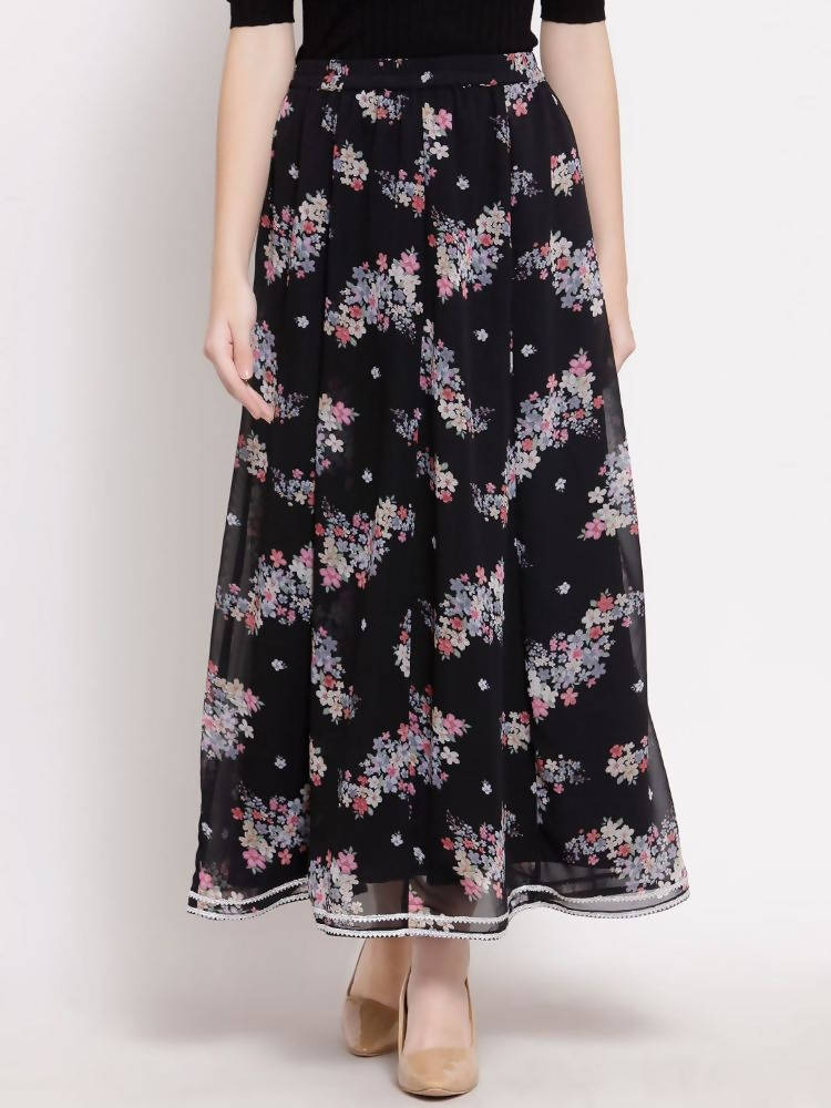Myshka Women's Multi Georgette Na Na Printed Casual Skirt | Grab2Buy